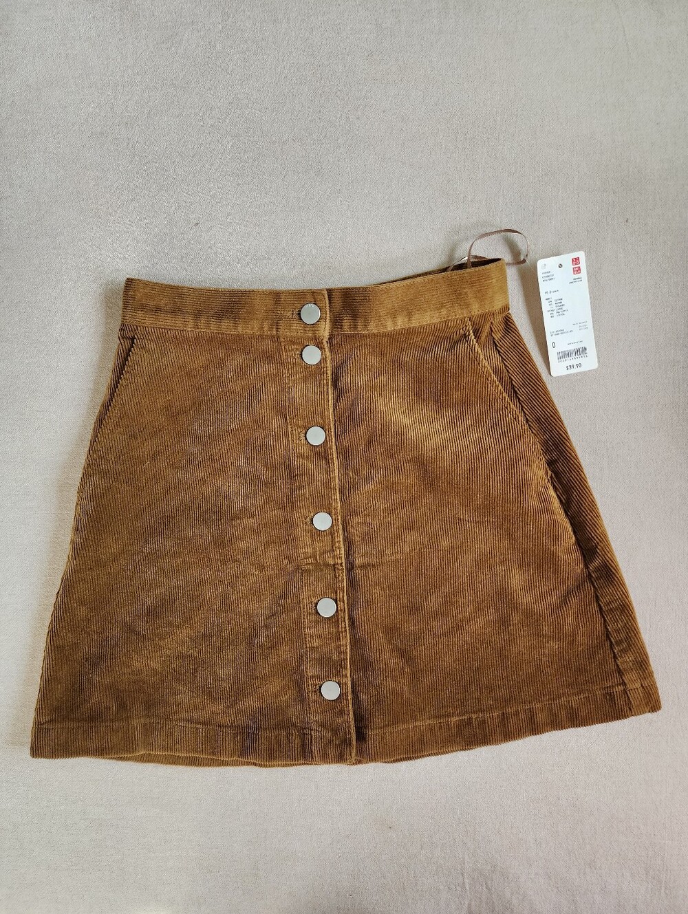 Uniqlo Nwt Corduroy Snap Front Skirt